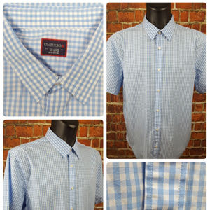 UnTUCKIT Men's XXL 2XL S/S Button Down Shirt Plaid